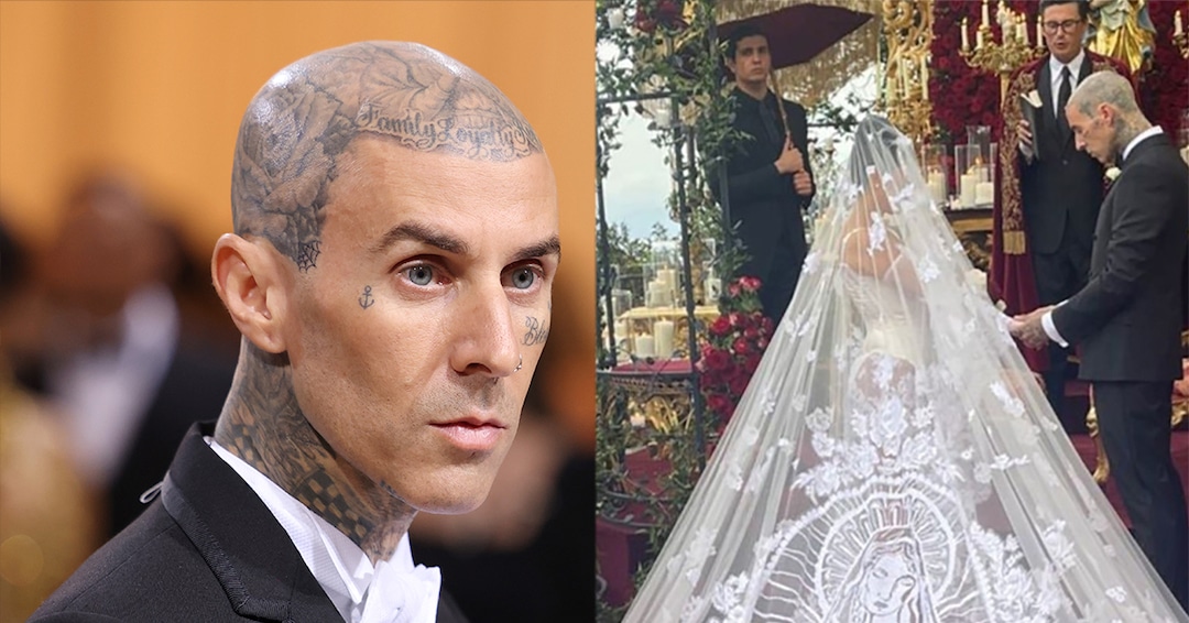 Kourtney Kardashian’s Wedding Veil Matches Travis Barker’s Tattoos